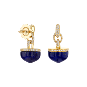 Dome Majesty Lapis Lazuli Drop Diamond Earrings  