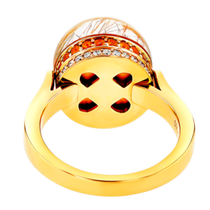 Dome Majesty Golden Rutilated Stone and Citrine Diamond Ring 