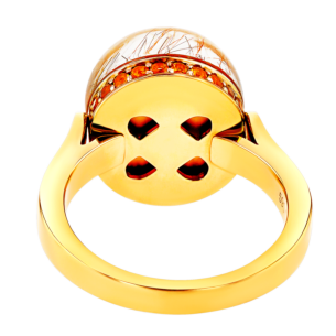 Dome Nobel Golden Rutilated Stone and Citrine Pave Ring 