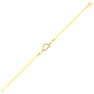 Dome Art Deco Yellow Gold Bracelet with Mother of Pearl and Diamond