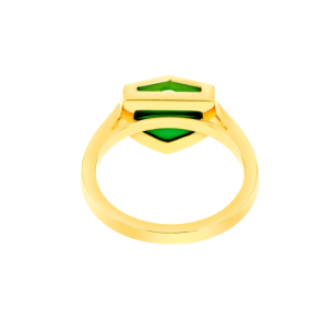 Dome Art Deco Yellow Gold Ring with Malachite and Diamond