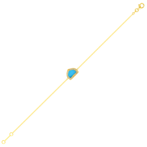 Dome Art Deco Yellow Gold Bracelet with Turquoise and Diamond