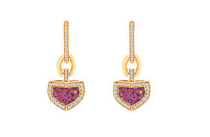 Dome Mosaic 18k Rose Gold Pink Sapphire and Diamond Earrings