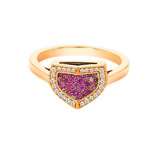 Dome Mosaic 18k Rose Gold Pink Sapphire and Diamond Ring