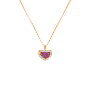 Dome Mosaic 18k Rose Gold Pink Sapphire and Diamond Necklace