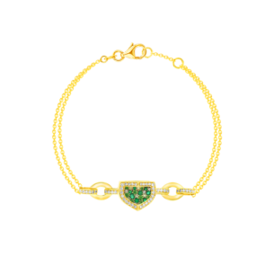 Dome Mosaic 18k Yellow Gold Peridot, Tsavorite, Emerald and Diamond Bracelet
