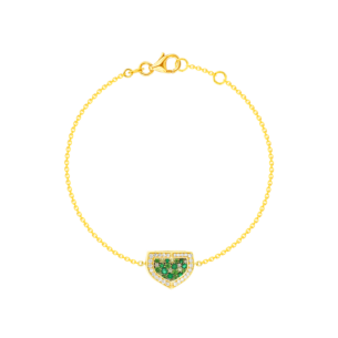 Dome Mosaic 18k Yellow Gold Peridot, Tsavorite, Emerald and Diamond Bracelet