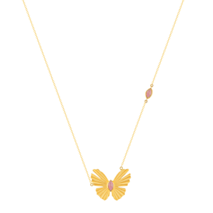 Farfasha Sunkiss Butterfly Necklace in 18K Yellow Gold and Pink Tourmaline