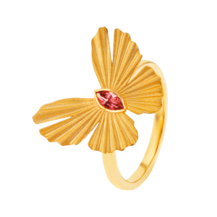 Farfasha Sunkiss Butterfly Ring in 18K Yellow Gold With Pink Tourmaline