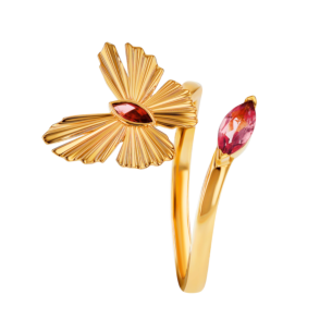 Farfasha Sunkiss Butterfly Open Spiral Ring in 18K Yellow Gold With Pink Tourmaline
