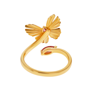 Farfasha Sunkiss Butterfly Open Spiral Ring in 18K Yellow Gold With Pink Tourmaline