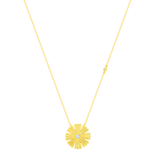 Farfash SunKiss Arfaj Daisy Necklace With 0.4 Carat Diamond and Mother Of Pearl in 18K Yellow Gold 