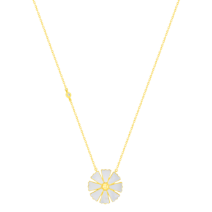 Farfash SunKiss Arfaj Daisy Necklace With 0.4 Carat Diamond and Mother Of Pearl in 18K Yellow Gold 