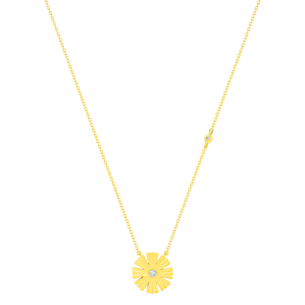 Farfash SunKiss Arfaj Daisy Necklace With 0.2 Carat Diamond and Mother Of Pearl in 18K Yellow Gold 