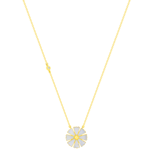 Farfash SunKiss Arfaj Daisy Necklace With 0.2 Carat Diamond and Mother Of Pearl in 18K Yellow Gold 