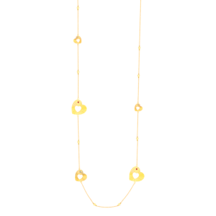 Farfasha Sunkiss Hearts Long Necklace In 18K Yellow Gold And Studded With Ruby and Diamond