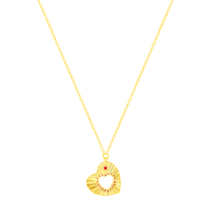 Farfasha Sunkiss Hearts Necklace In 18K Yellow Gold And Studded With Ruby