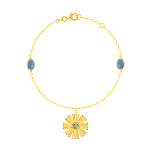 Farfasha Sunkiss Garden 18k Yellow Gold Anklet with London Blue Topaz and Blue Topaz