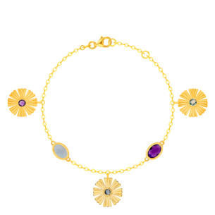 Farfasha Sunkiss Garden 18k Yellow Gold Anklet with Amethyst and Blue Topaz