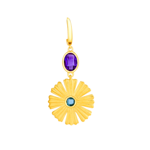 Farfasha Sunkiss Garden 18k Yellow Gold Earrings with Amethyst and Blue Topaz  
