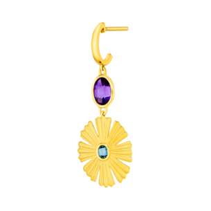 Farfasha Sunkiss Garden 18k Yellow Gold Earrings with Amethyst and Blue Topaz  
