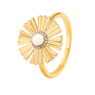 Farfasha Sunkiss Yellow Gold Ring with Pearl and Diamond