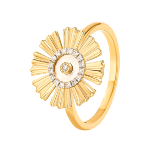 Farfasha Sunkiss Yellow Gold Ring with Mother of Pearl and Diamond