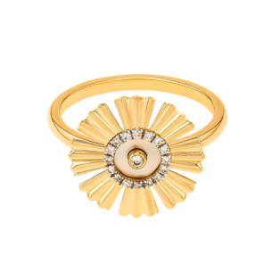 Farfasha Sunkiss Yellow Gold Ring with Mother of Pearl and Diamond