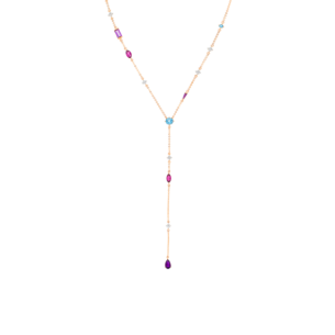 Fireworks Aerial Semi Precious Y Necklace in 18K Rose Gold