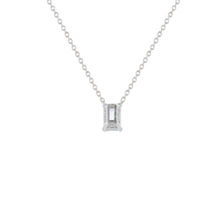 Gaia Emerald Diamond Pendant Chain In 18K White Gold