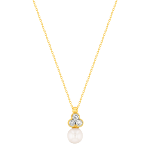 Giulia Pearl & Diamond Necklace in 18K Yellow Gold 