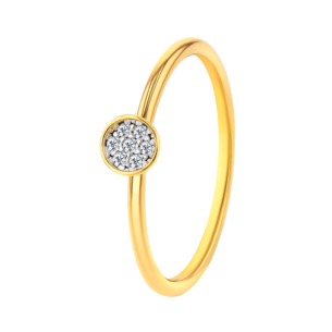 Giulia Circle Motif with Lab Grown Diamonds 18K Yellow Gold Stackable Ring Size 12