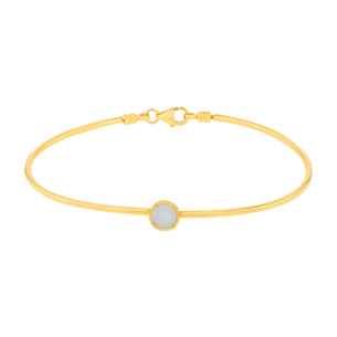 Giulia Round Motif With Mother Of Pearl Tube Bangle in 18K Yellow Gold