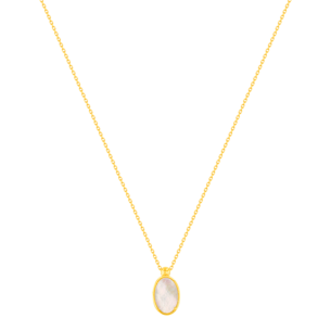 Giulia Oval White Mother Of Pearl Motif Necklace in 18K Yellow Gold 
