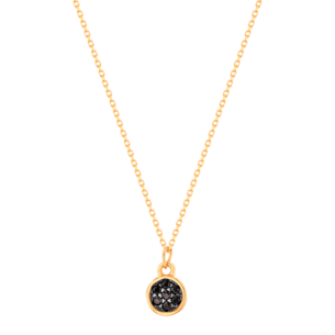 Giulia Round Motif with Black Spinel Semi Precious Gemstones in 18K Rose Gold Necklace 