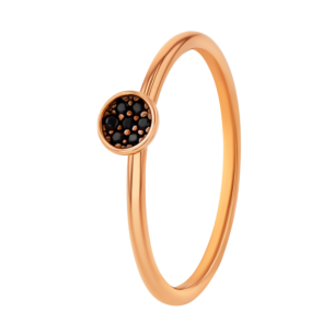 Giulia Circle Motif with Black Spinel Semi Precious Gemstones in 18K Rose Gold Stackable Ring Size 12