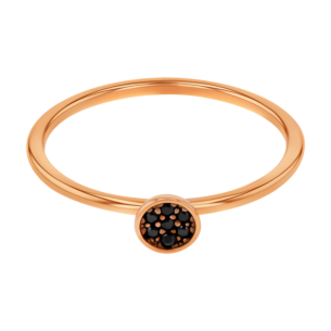 خاتم جوليا مع تصميم دائري مرصع بأحجار سوداء شبه كريمة، الخاتم من الذهب الوردي عيار 18 قيراط قياس 12
