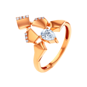 Glacial  Ring  in 18K Rose  Gold Studded  with  Diamonds