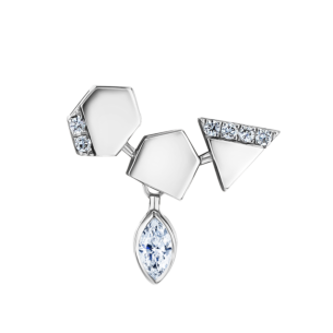 Glacial Earring  in 18K White  Gold Studded with Diamonds