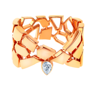 Glacial Ring  in 18K Rose  Gold Studded with Diamonds