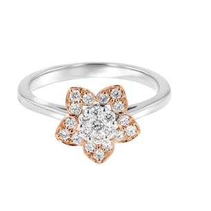 Heart To Heart Star Flower Ring White and Rose Gold 