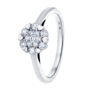 H2H  Ring in 18K White  Gold Studded  with  Diamonds