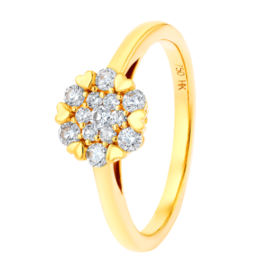 H2H  Ring  in 18K Yellow Gold Studded  with  Diamonds