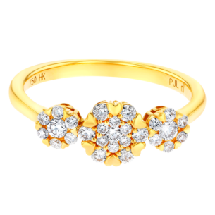 H2H  Ring  in 18K Yellow Gold Studded with  Diamonds