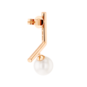 Kiku Glow Earrings in 18K Rose Gold With Two Freshwater Pearls on Bent Bar 