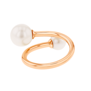 Kiku Glow Open Ring in 18K Rose Gold With Two Freshwater Pearls