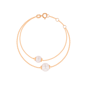 Kiku Glow Two Layered Bracelet in 18K Rose Gold With Two Freshwater Pearls