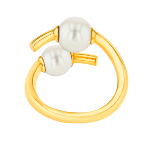 Kiku Glow Open Ring in 18K Yellow Gold With Two Freshwater Pearls