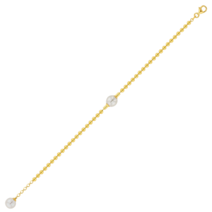 Kiku Glow Bracelet in 18K Yellow Gold With Two Freshwater Pearls on a Chain of Golden Beads