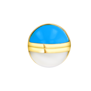 Kiku Glow Sphere Studs In 18K Yellow Gold With Moonstone and Turquoise